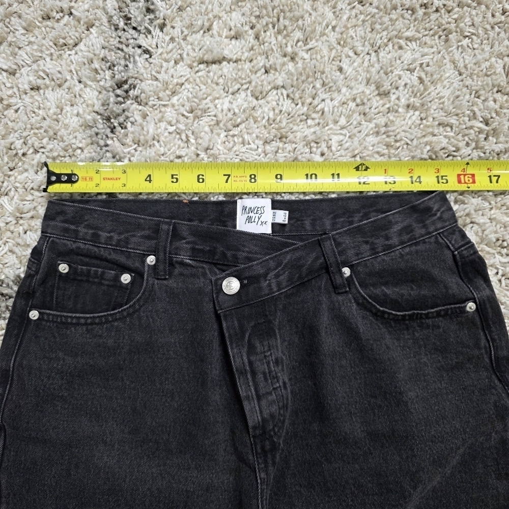 Princess Polly Black Straight Leg Jeans Size 8 - Picture 6 of 8